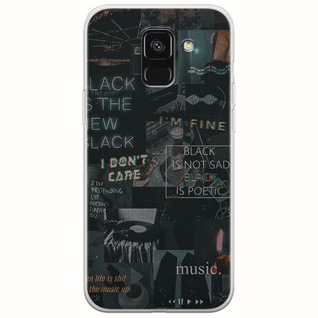 Aesthetic Black Samsung Galaxy A8(2018) Flexible TPU (Διάφανη Σιλικόνη)