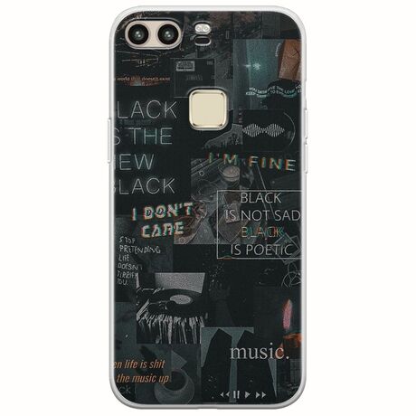Aesthetic Black Huawei P9 Flexible TPU (Διάφανη Σιλικόνη)