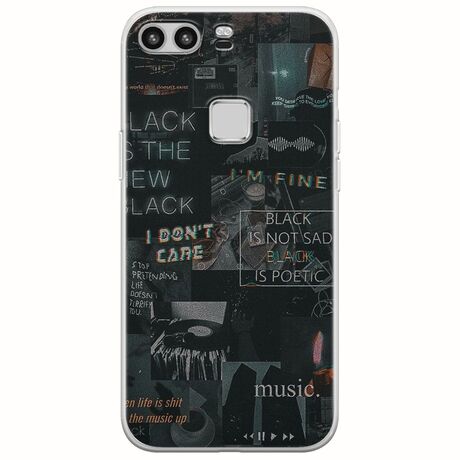 Aesthetic Black Huawei P9 Lite Flexible TPU (Διάφανη Σιλικόνη)