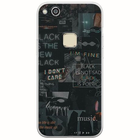 Aesthetic Black Huawei P10 Lite Flexible TPU (Διάφανη Σιλικόνη)