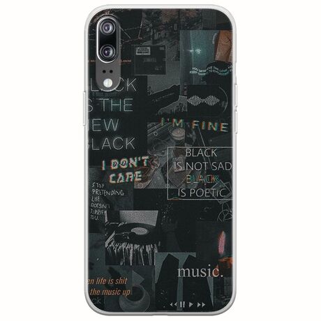 Aesthetic Black Huawei P20 Flexible TPU (Διάφανη Σιλικόνη)