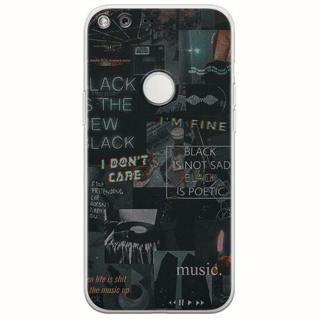 Aesthetic Black Google Pixel XL Flexible TPU (Διάφανη Σιλικόνη)