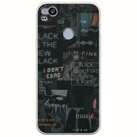 Aesthetic Black Google Pixel 2 Flexible TPU (Διάφανη Σιλικόνη)