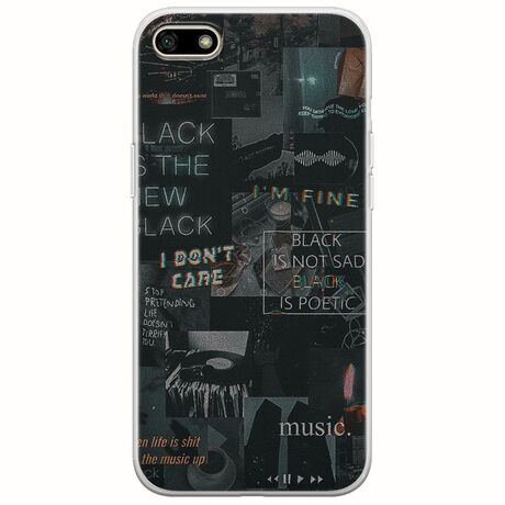 Aesthetic Black Huawei Y5 2018 Flexible TPU (Διάφανη Σιλικόνη)