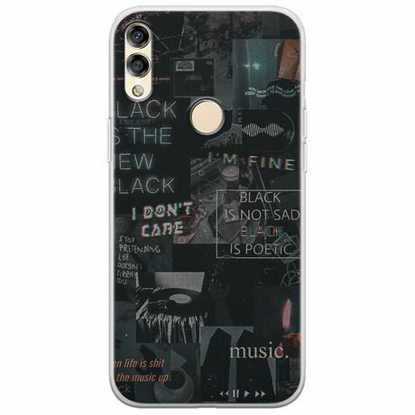 Aesthetic Black Huawei Honor 8X Flexible TPU (Διάφανη Σιλικόνη)