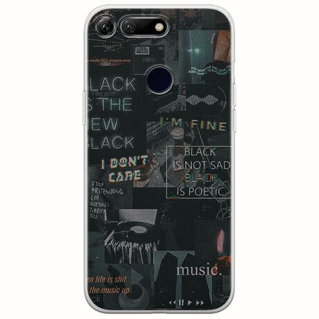 Aesthetic Black Huawei Honor View 20 Flexible TPU (Διάφανη Σιλικόνη)