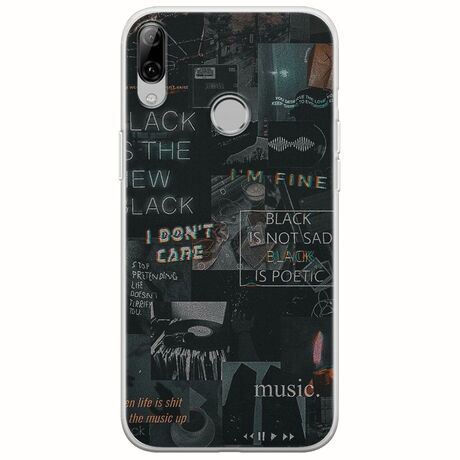 Aesthetic Black Huawei Honor Play Flexible TPU (Διάφανη Σιλικόνη)