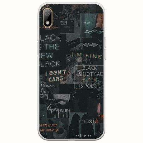 Aesthetic Black Huawei Y5 2019 Flexible TPU (Διάφανη Σιλικόνη)