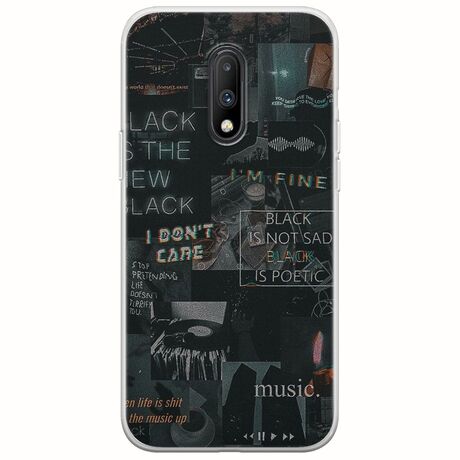 Aesthetic Black OnePlus 7 Flexible TPU (Διάφανη Σιλικόνη)