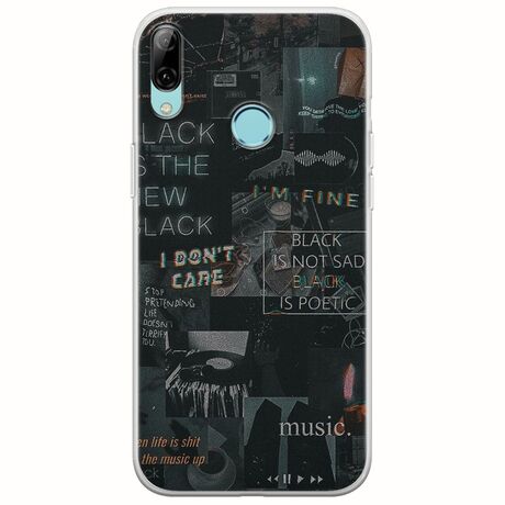 Aesthetic Black Huawei Y7 2019 Flexible TPU (Διάφανη Σιλικόνη)