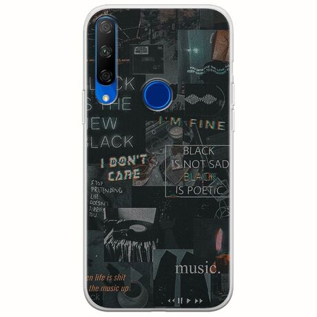 Aesthetic Black Huawei Honor 9X Flexible TPU (Διάφανη Σιλικόνη)