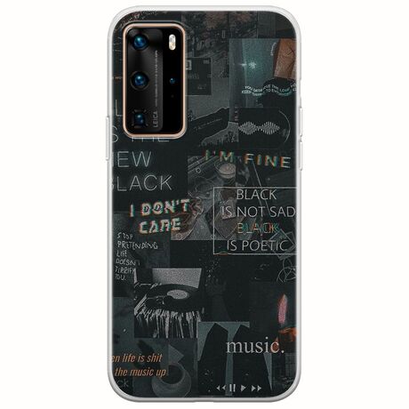 Aesthetic Black Huawei P40 Pro Flexible TPU (Διάφανη Σιλικόνη)