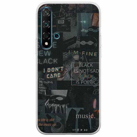 Aesthetic Black Huawei Nova 5T Flexible TPU (Διάφανη Σιλικόνη)