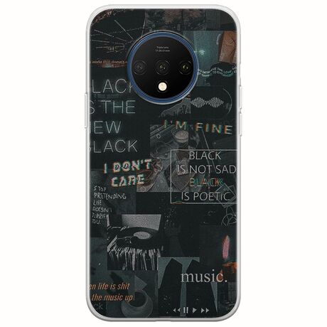 Aesthetic Black OnePlus 7T Flexible TPU (Διάφανη Σιλικόνη)