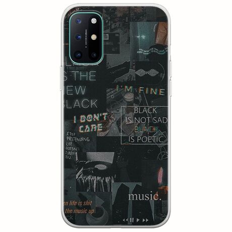 Aesthetic Black OnePlus 8 Flexible TPU (Διάφανη Σιλικόνη)