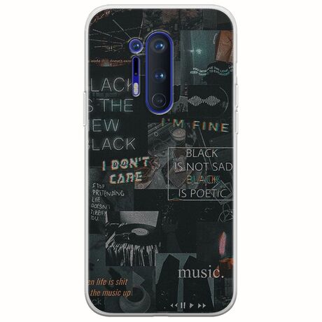 Aesthetic Black OnePlus 8 Pro Flexible TPU (Διάφανη Σιλικόνη)