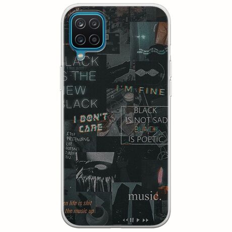 Aesthetic Black Samsung Galaxy A12 Flexible TPU (Διάφανη Σιλικόνη)