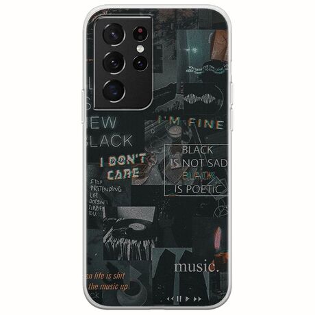 Aesthetic Black Samsung Galaxy S21 Ultra Flexible TPU (Διάφανη Σιλικόνη)