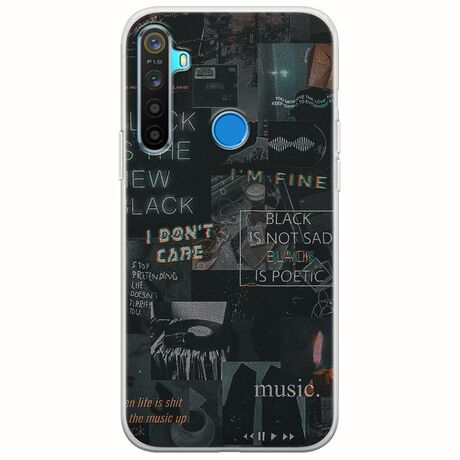 Aesthetic Black Realme 5/5i/5s Flexible TPU (Διάφανη Σιλικόνη)