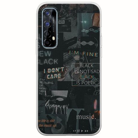 Aesthetic Black Realme 7 Flexible TPU (Διάφανη Σιλικόνη)