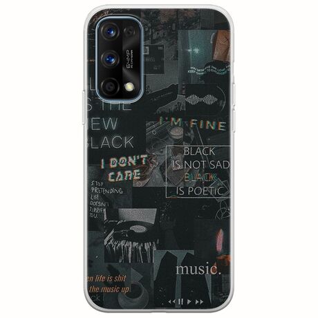 Aesthetic Black Realme 7 Pro Flexible TPU (Διάφανη Σιλικόνη)