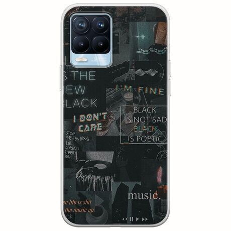Aesthetic Black Realme 8 / 8 Pro Flexible TPU (Διάφανη Σιλικόνη)