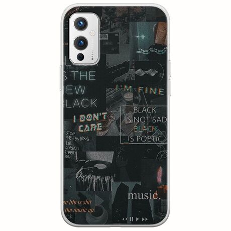Aesthetic Black OnePlus 9 Flexible TPU (Διάφανη Σιλικόνη)