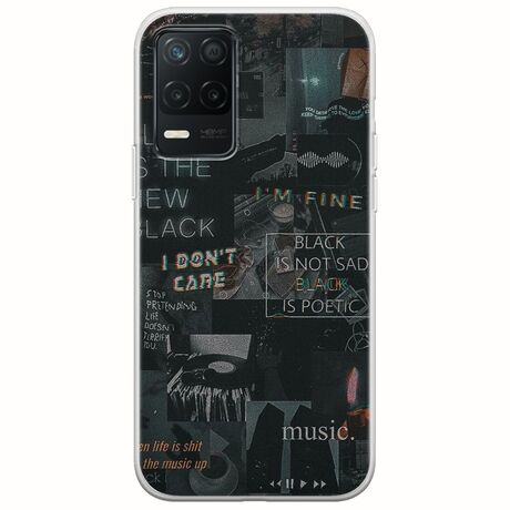 Aesthetic Black Realme 8 5G Flexible TPU (Διάφανη Σιλικόνη)