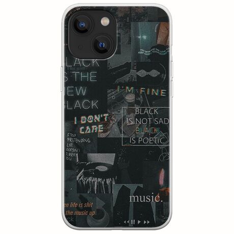 Aesthetic Black iPhone 13  Flexible TPU (Διάφανη Σιλικόνη)