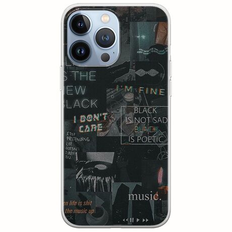 Aesthetic Black iPhone 13 Pro Flexible TPU (Διάφανη Σιλικόνη)