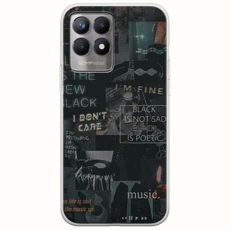 Aesthetic Black Realme 8i Flexible TPU (Διάφανη Σιλικόνη)
