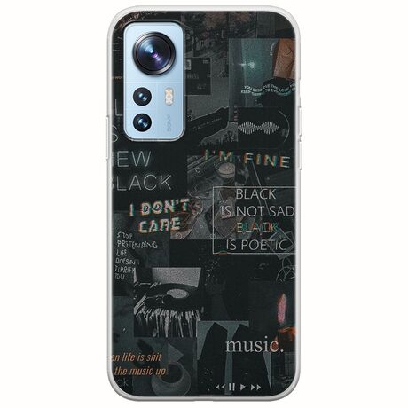 Aesthetic Black Xiaomi 12 / 12X Flexible TPU (Διάφανη Σιλικόνη)