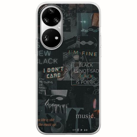 Aesthetic Black Huawei P50 Pro Flexible TPU (Διάφανη Σιλικόνη)
