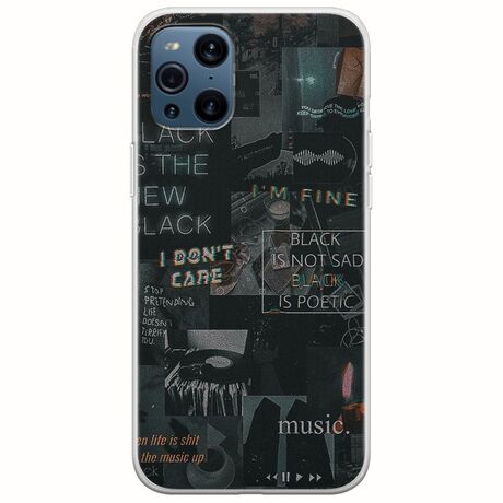 Aesthetic Black Oppo Find X3 Pro 5G Flexible TPU (Διάφανη Σιλικόνη)