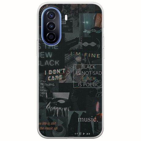 Aesthetic Black Huawei Nova Y70 Flexible TPU (Διάφανη Σιλικόνη)