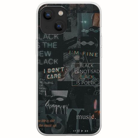 Aesthetic Black iPhone 14 Plus Flexible TPU (Διάφανη Σιλικόνη)