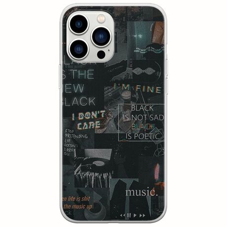 Aesthetic Black iPhone 14 Pro Flexible TPU (Διάφανη Σιλικόνη)