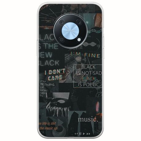 Aesthetic Black Huawei Nova Y90 Flexible TPU (Διάφανη Σιλικόνη)