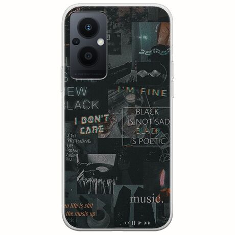 Aesthetic Black Oppo Reno 8 Lite Flexible TPU (Διάφανη Σιλικόνη)