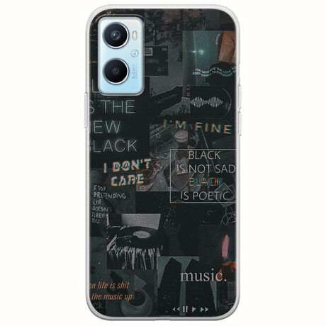 Aesthetic Black Oppo A96 4G Flexible TPU (Διάφανη Σιλικόνη)