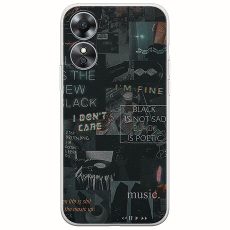 Aesthetic Black Oppo A17 Flexible TPU (Διάφανη Σιλικόνη)