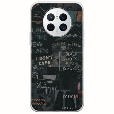 Aesthetic Black Huawei Mate 50 Pro Flexible TPU (Διάφανη Σιλικόνη)