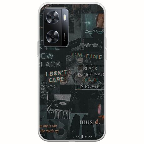 Aesthetic Black Oppo A57 4G Flexible TPU (Διάφανη Σιλικόνη)