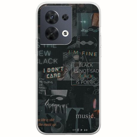 Aesthetic Black Oppo Reno 8 5G Flexible TPU (Διάφανη Σιλικόνη)