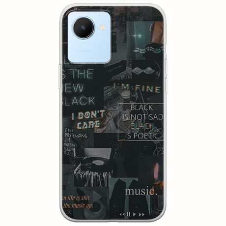 Aesthetic Black Realme Narzo 50i Prime Flexible TPU (Διάφανη Σιλικόνη)
