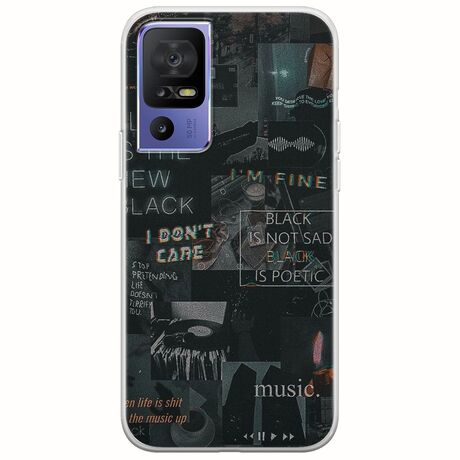 Aesthetic Black TCL 40 SE Flexible TPU (Διάφανη Σιλικόνη)