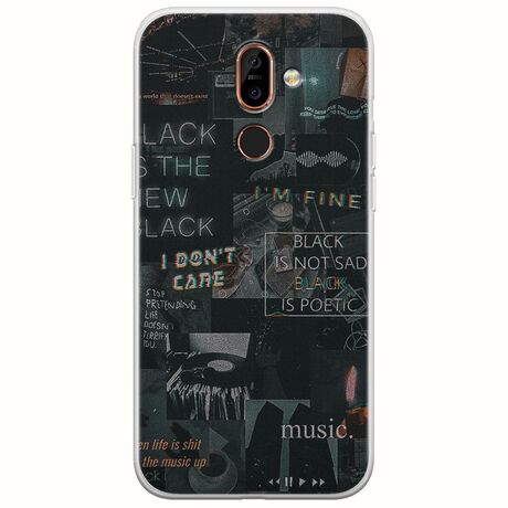 Aesthetic Black Nokia 7 Plus  Flexible TPU (Διάφανη Σιλικόνη)
