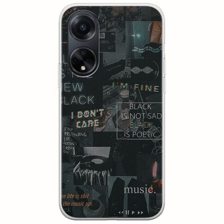 Aesthetic Black Oppo A98 5G Flexible TPU (Διάφανη Σιλικόνη)