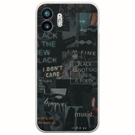 Aesthetic Black Nothing Phone (2) Flexible TPU (Διάφανη Σιλικόνη)
