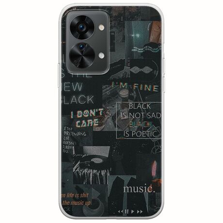 Aesthetic Black OnePlus Nord 2T 5G Flexible TPU (Διάφανη Σιλικόνη)